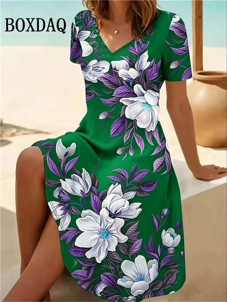 Romper Floral Print - Abiti da donna taglie forti 6XL,