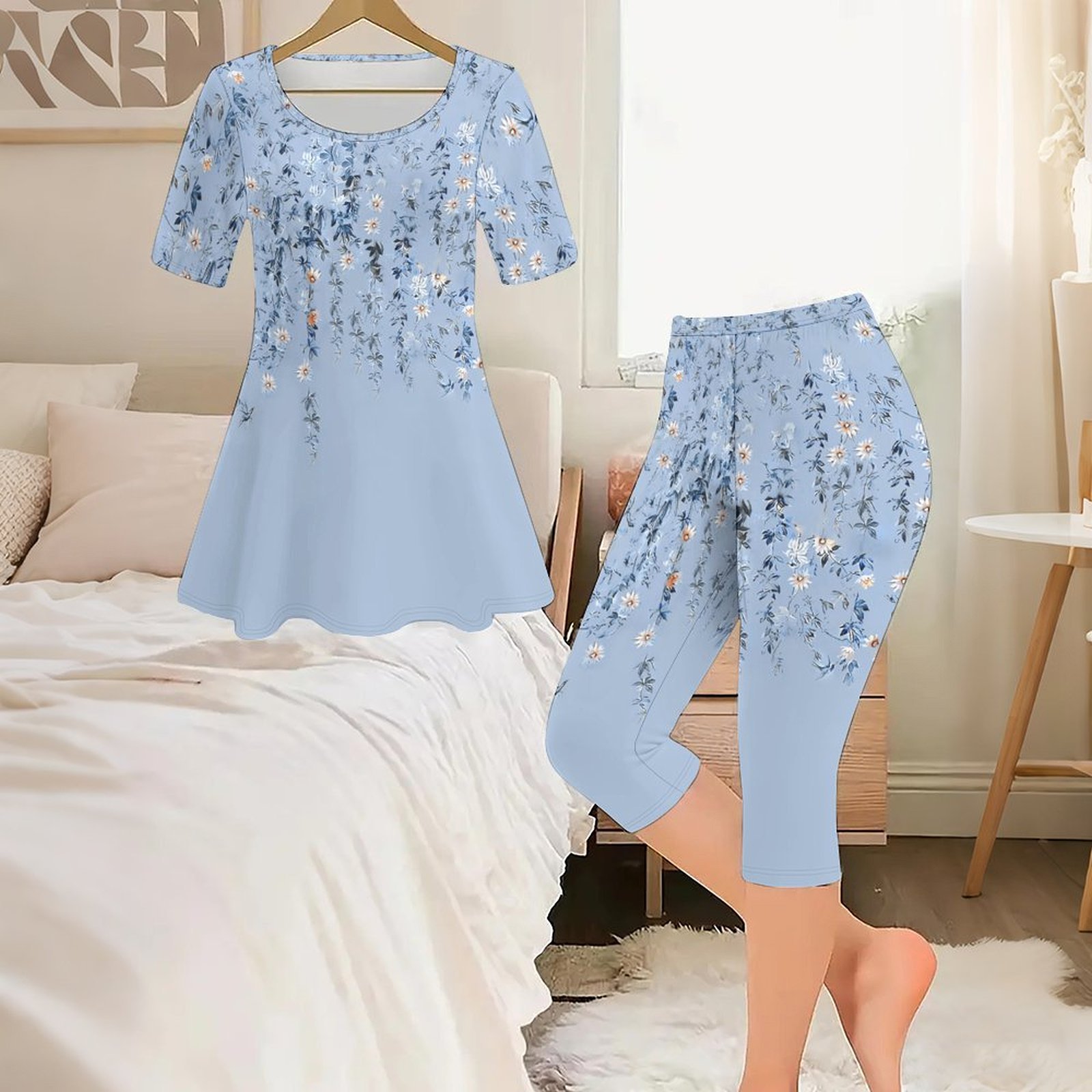 Romper Floral Print - Set Due Pezzi Vintage con Stampa,