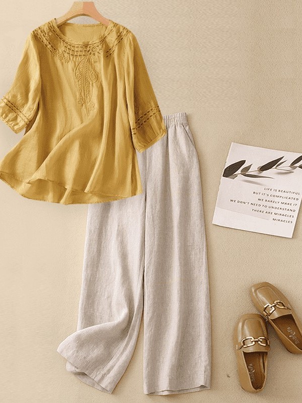 Set di Alta Qualità in Cotone  - Linen Pant Wide recensione e prezzo